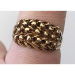 9CT GOLD KNOTTED KEEPER RING SIZE Q 4.