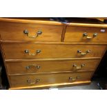 EDWARDIAN SATIN WALNUT TWO OVER THREE DRAWER CHEST H 83 W 102 D 47CM APPROX