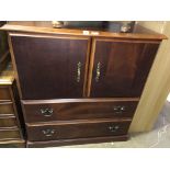 MAHOGANY TWO DOOR TWO DRAWER CABINET H 99.5 W 93.