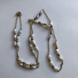 FINE 9CT GOLD AND PEARL BEAD NECKLACE L 58CM 7.