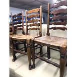 THREE ELM WAVY LADDERBACK AND RUSH SEATED CHAIRS