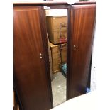 MAHOGANY STAG STYLE MIRRORED WARDROBE H 171 W 124 D 57CM APPROX