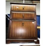 MAHOGANY THREE DRAWER CHEST H 74 W 53.