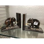 PAIR OF EBONY AFRICAN ELEPHANT BOOK ENDS