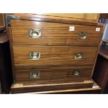 TEAK MILITARY STYLE THREE DRAWER CHEST H 60 W 74 D 46.