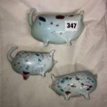 SET OF THREE NAILSEA STYLE GLASS PIGS