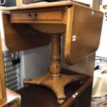 PINE PEDESTAL DROP FLAP KITCHEN TABLE H 72 W 65 D 66CM APPROX LENGTH WHEN OPEN IS 71CM APPROX