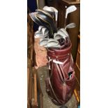 SELECTION OF GOLF CLUBS IN BAG