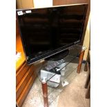 PANASONIC VIERA COLOUR TV ON GLASS MEDIA STAND WITH REMOTE CONTROL