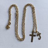 9CT GOLD CHAIN WITH 9CT GOLD CROSS 48CM 4.