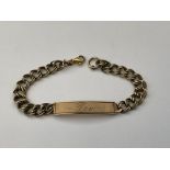 9CT GOLD DOUBLE LINK ID BRACELET ENGRAVED 'TONI' 18CM APPROX 13G APPROX