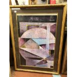 LARGE PAIR OF ABSTRACT GEOMETRICAL PRINTS IN GILDED AND GLAZED FRAMES