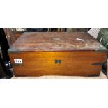 19TH CENTURY MAHOGANY BRASS BANDED WRITING BOX A/F