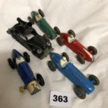 DIECAST KEMBO MODEL POLICE CAR WITH HORN AND FOUR DINKY DIECAST RACING CARS