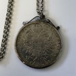 MARIE THERESA THALER COIN IN SILVER MOUNT ON FINE BELCHER LINK CHAIN