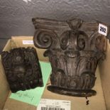 CARVED ANTIQUE CORINTHIAN COLUMN CAPITAL AND LIONS MASK CAPITAL