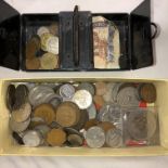 SMALL BOX OF VARIOUS PRE DECIMAL AND WORLD COINS