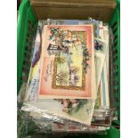 SMALL TUB OF VINTAGE BIRTHDAY AND GREETINGS CARDS,
