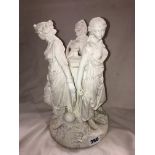 19TH CENTURY PARIANWARE FIGURE GROUP OF THE THREE GRACES A/F