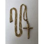9CT GOLD FLAT CURB LINK CHAIN WITH 9CT CRUCIFIX 6.