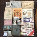 CONTAINER OF CIGARETTE/TOBACCO CARD ALBUMS AND PART SETS OF VARIOUS CARDS (BOX NOT INCLUDED)