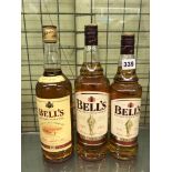 THREE BOTTLES OF BELLS WHISKY