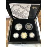 CASED 2010 UK SILVER PIEDFORT COIN SET