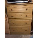 PINE EFFECT FOUR DRAWER CHEST OF DRAWERS (DIMENSIONS-W.76CM,H.105CM,D.