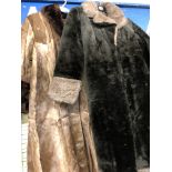 REAL ANIMAL FUR COAT WITH FAUX FUR CUFFS AND A FAUX FUR COAT