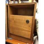 PAIR OF TEAK BEDSIDE CUPBOARDS AND A SMALL PAIR OF 1960S TEAK TABLES