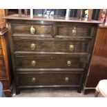 OAK TWO OVER THREE DRAWER CHEST (DIMENSIONS-W.106CM,H.108CM,D.