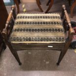 EDWARDIAN BEECH UPHOLSTERED PIANO STOOL (DIMENSIONS-W.51CM,H.61CM,D.