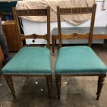 THREE CARVED OAK UPHOLSTERED EDWARDIAN DINING CHAIRS