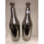 TWO PLATED CHAMPAGNE BOTTLE HOLDERS/COOLERS