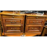 PAIR OF CHERRY WOOD TWO DRAWER BEDSIDE CABINETS WITH PULL OUT SLIDES