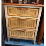 PAIR OF CONTEMPORARY RATTAN THREE DRAWER CHESTS