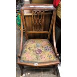 EDWARDIAN LINE INLAID DECORATIVE CHAIR WITH OUTSWEPT FORE LEGS