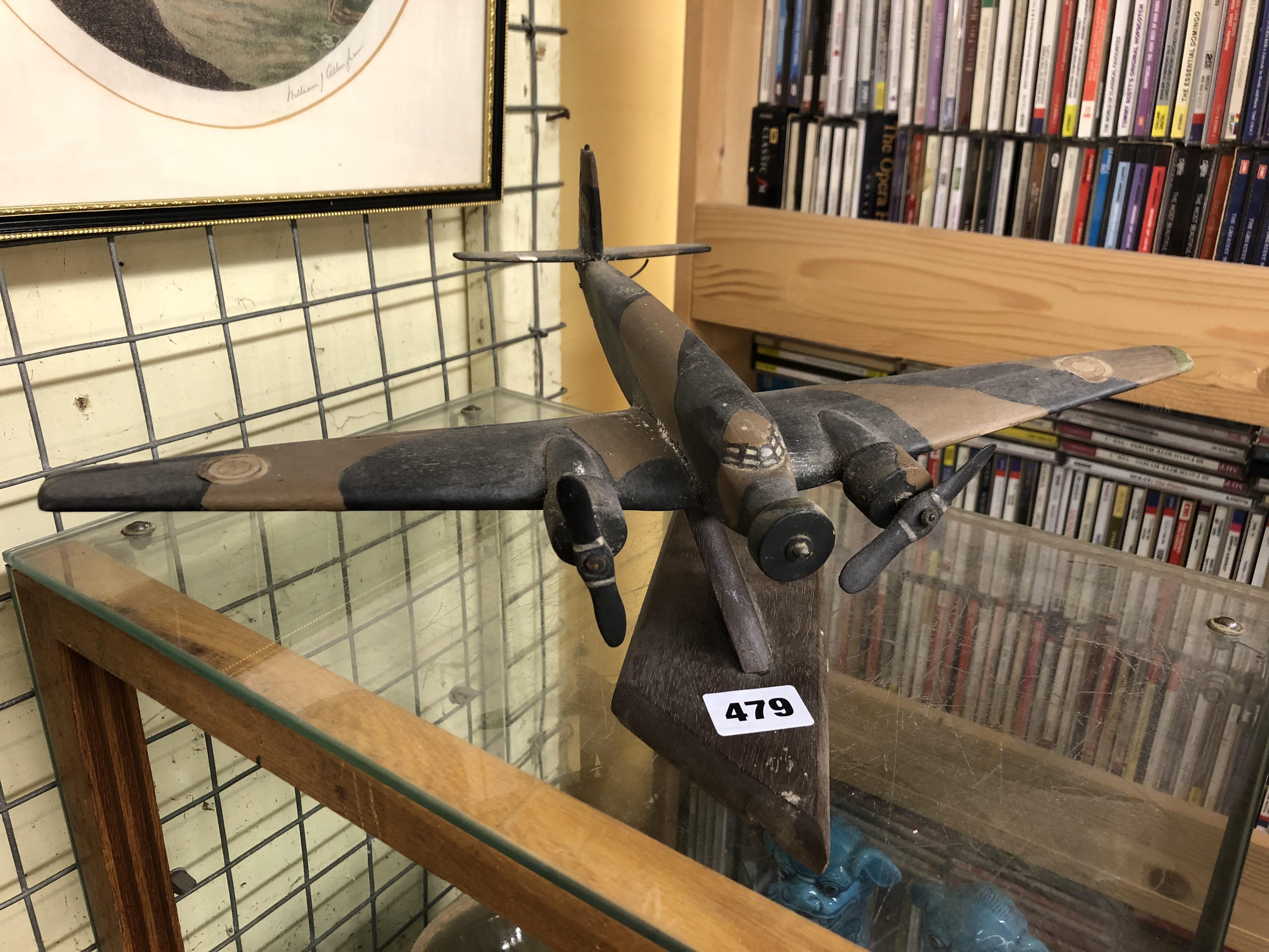 WOODEN MODEL OF A WWII BOMBER PLANE A/F