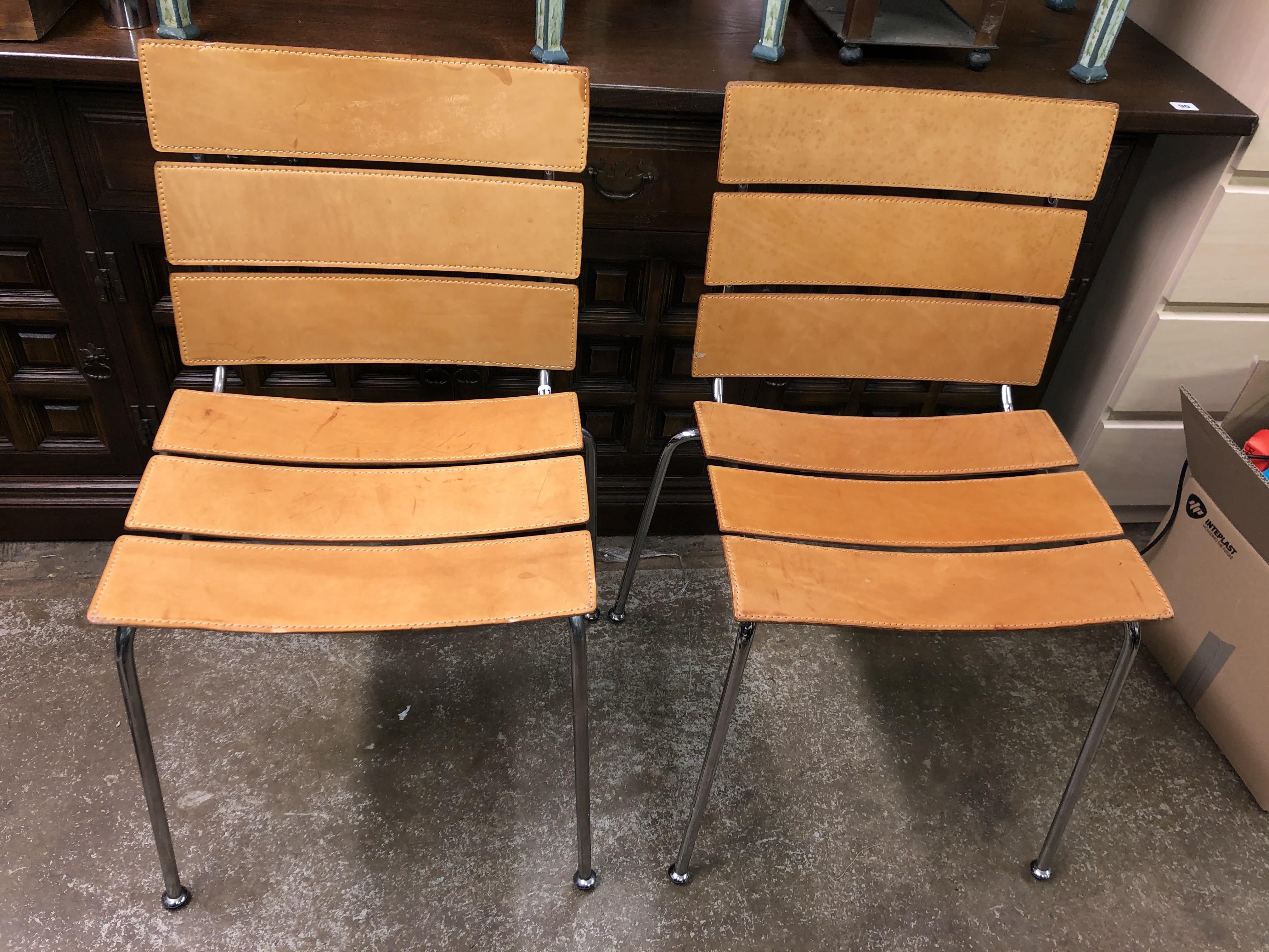 PAIR OF FASEM LEATHER AND CHROME ITALIAN MODERNIST CHAIRS