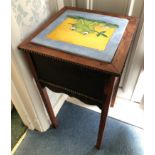 SMALL NEEDLEWORK TABLE AND PAIR OF SINGLE HABERDASHERY BOXES