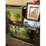 SELECTION OF OIL ON BOARDS MAINLY OF LANDSCAPES