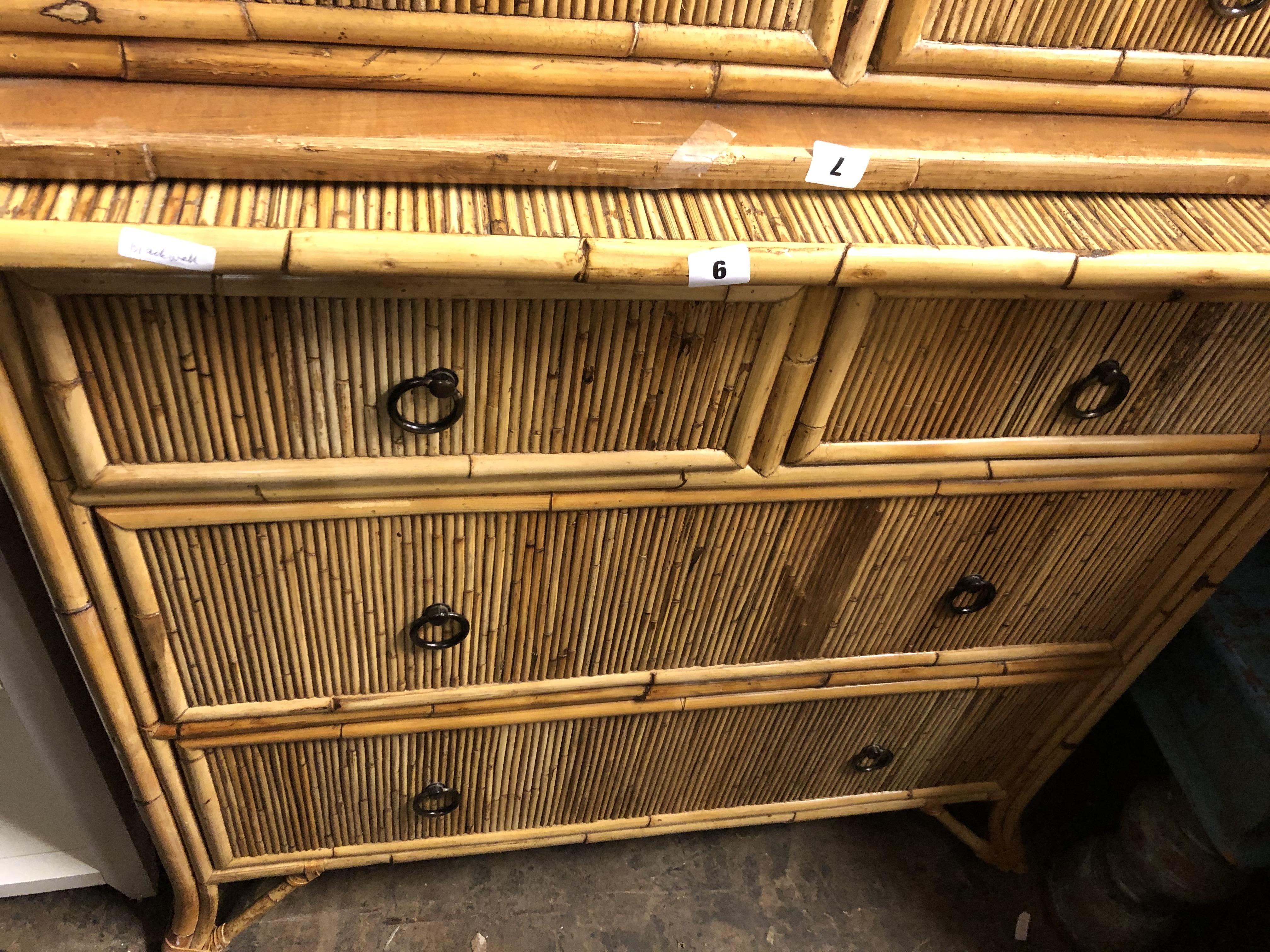 REEDED BAMBOO FRONTED CHEST OF TWO OVER TWO DRAWERS - Image 3 of 8