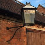 LATE VICTORIAN/EDWARDIAN FOUR PANE HANGING LANTERN, POSSIBLY FROM A RAILWAY STATION,