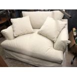 LINEN COVERED OVERSIZED ARMCHAIR WITH CUSHIONS