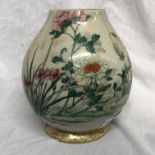 JAPANESE OVOID VASE DECORATED WITH BIRDS AND FLOWERS 15CM H APPROX