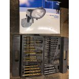 CASED DRILL BIT SET AND HALOGEN FLOODLIGHT