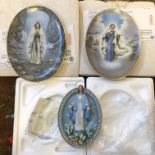 TWO BRADFORD EXCHANGE LIMITED EDITION VIRGI MARY PLATES AND A BAS RELIEF CAMEO PLATE - OUR LADY OF