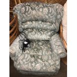 MINT GREEN FLORAL DRALON ELECTRIC RECLINING ARMCHAIR