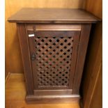 DARK WOOD OPEN LATTICE WORK DOOR CUPBOARD