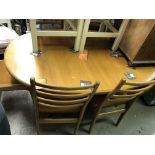 G PLAN TEAK OVAL TABLE AND SIX LADDER BACK CHAIRS